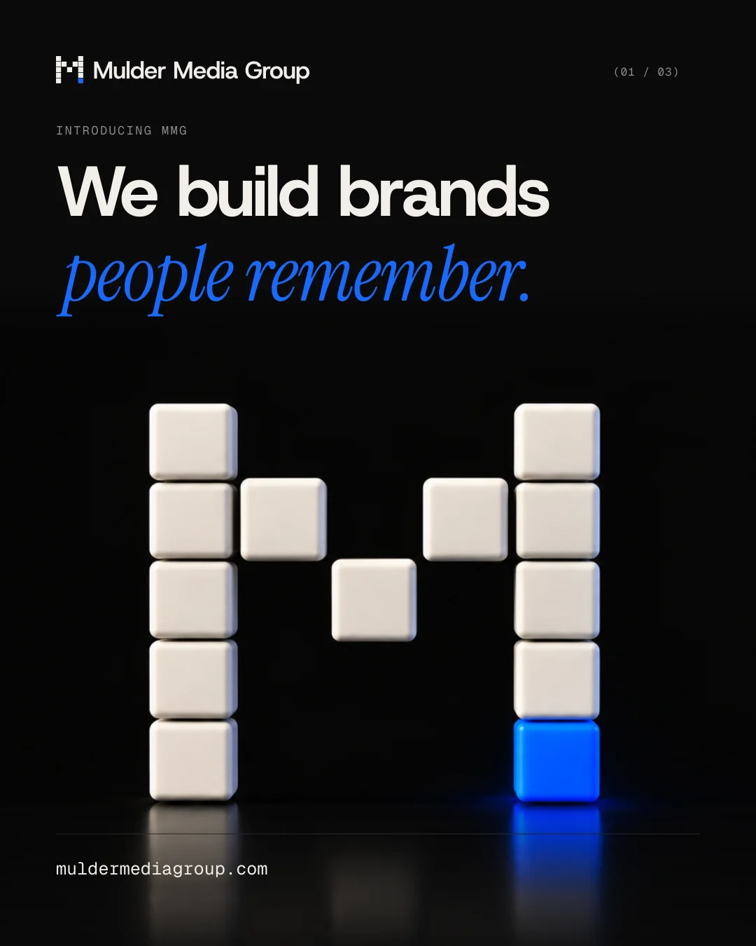 Launch poster: We build brands people remember, above the ceramic M
