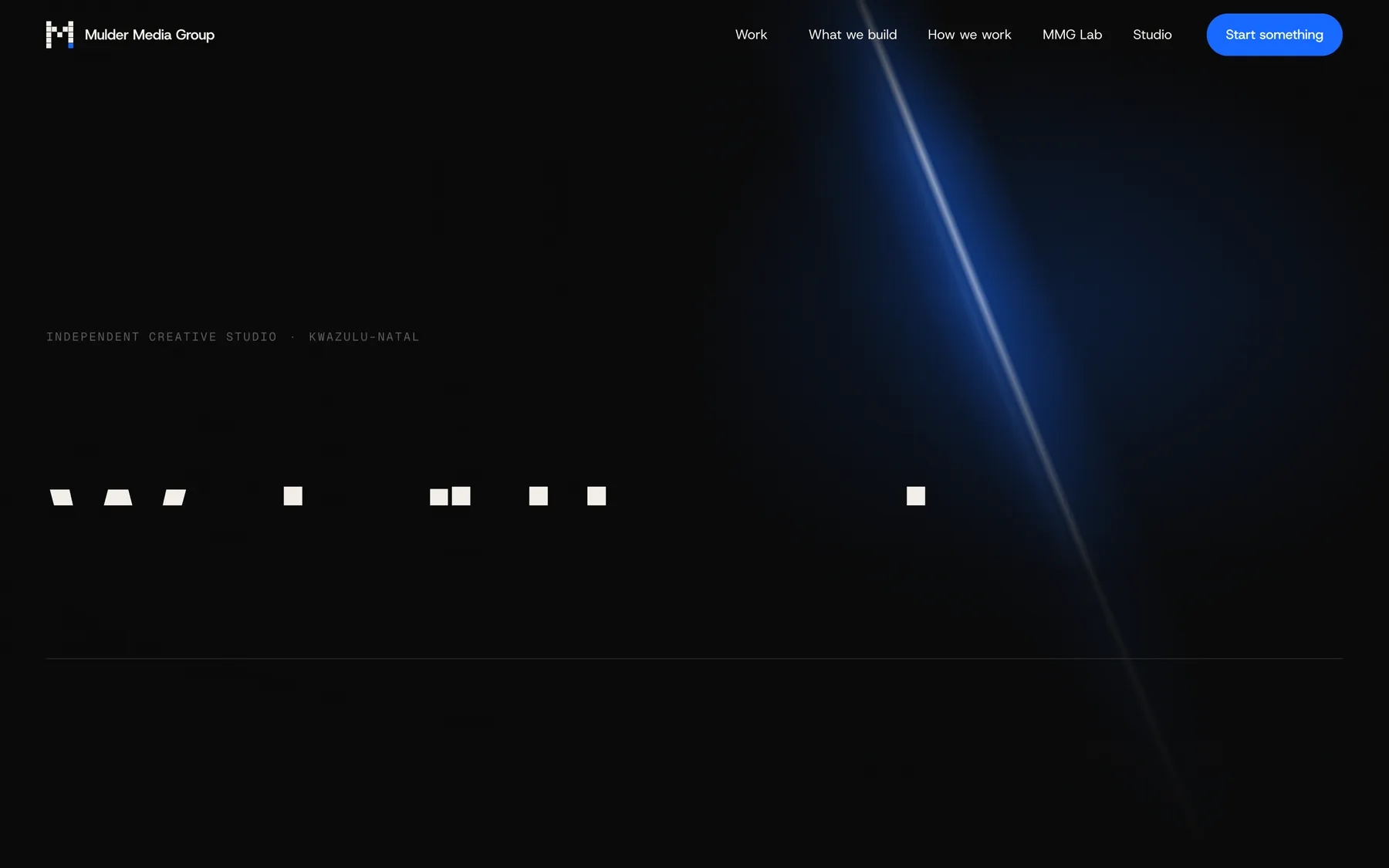 The Mulder Media Group homepage: We build brands people remember, beside a blade of blue light